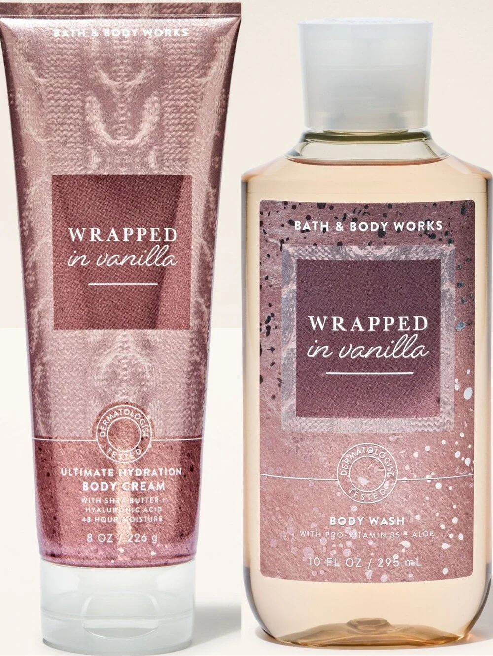 Bath & Body Works Wrapped in Vanilla Body Wash & Body Cream Set New RARE